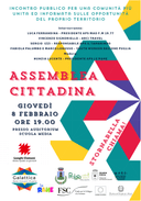 Poster con forme geometriche colorate e intitolato "Assemblea Cittadina"