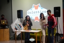 Presentatori pescano i numeri della tombola Evento "Tombolata Galattica" presso il Nodo di Trepuzzi