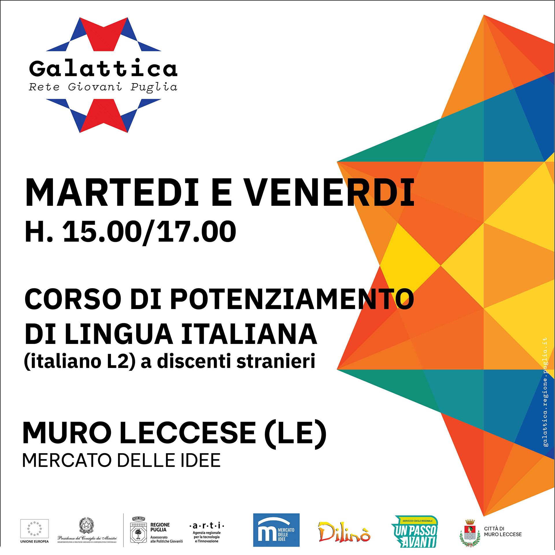 locandina corso di potenziamento di lingua italiana
