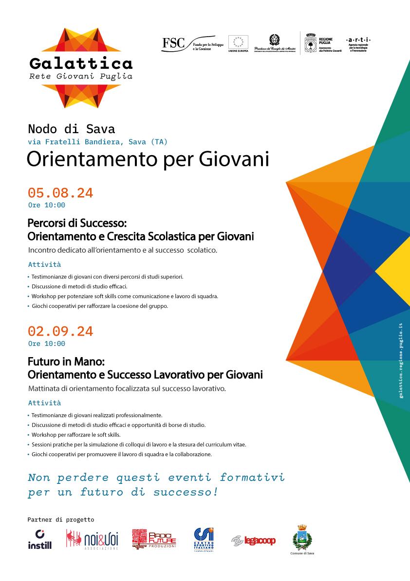 Locandina dei percorsi di orientamento scolastico e lavorativo, organizzati dal Nodo di Sava