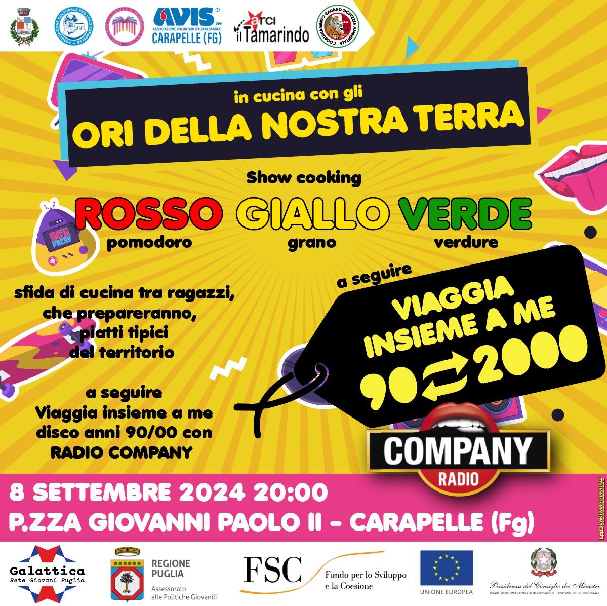 Locandina dello show cooking organizzato dal Nodo di Carapelle e dedicato alla valorizzazione del patrimonio gastronomico locale.