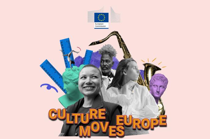 Locandina dell'iniziativa CulturesMovesEurope dell'Unione Europea