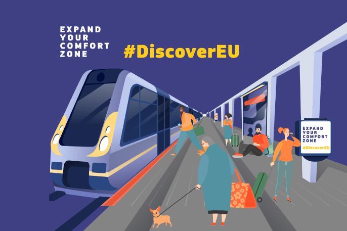 Locandina di DiscoverEU, azione del programma Erasmus+