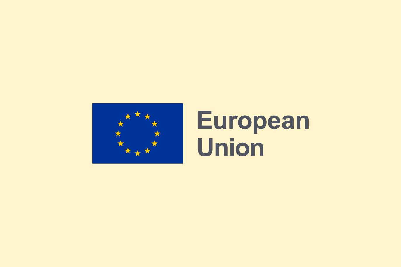 Logo dell'Unione Europea su sfondo giallo