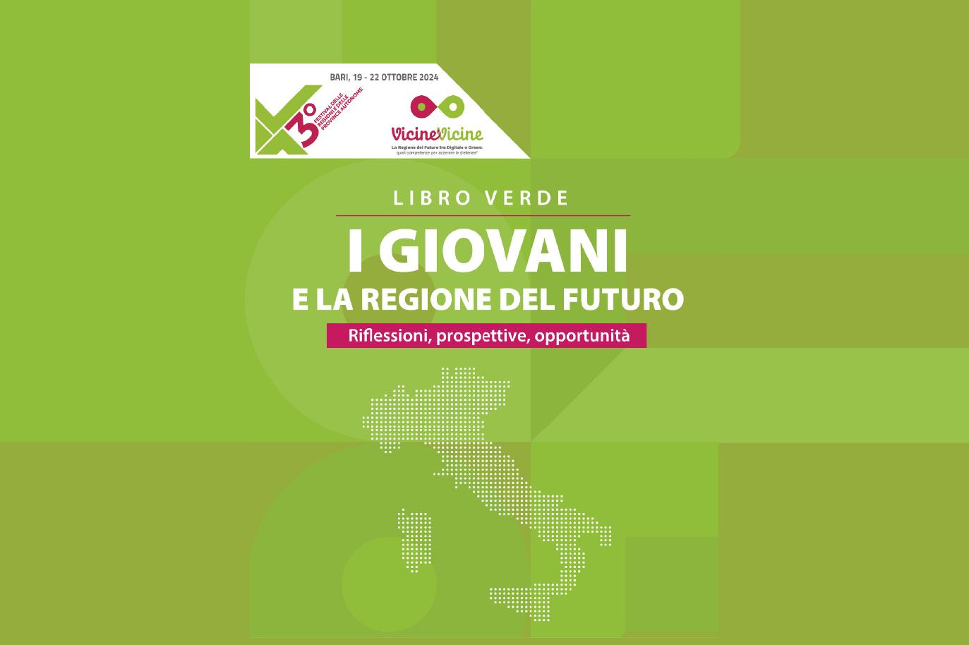 Copertina del "Libro Verde: I Giovani e la Regione del Futuro" presentato a Bari nel 2024