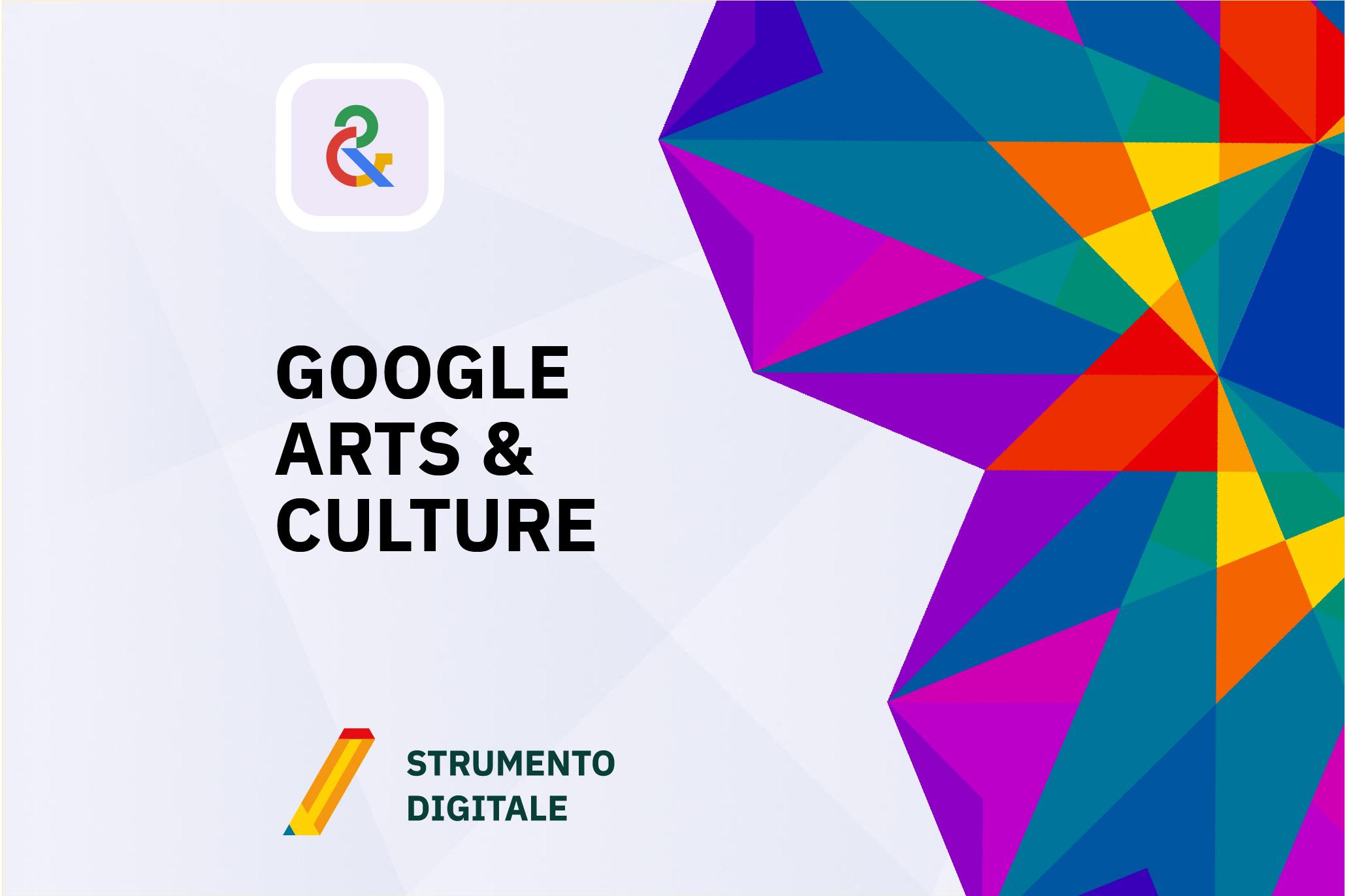 Banner web dello strumento Google Arts & Culture, piattaforma digitale che offre accesso a musei, opere d’arte e contenuti culturali interattivi.