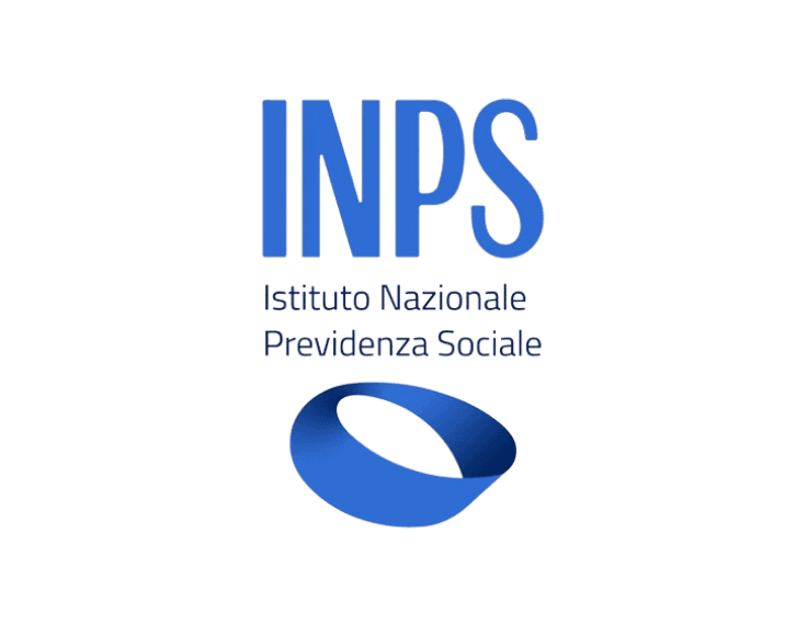 Il logo dell’INPS è composto dalla sigla in grandi lettere blu “INPS”, con sotto la scritta estesa “Istituto Nazionale Previdenza Sociale” in un carattere più piccolo. In basso è presente una forma ovale stilizzata, anch'essa blu, che rappresenta un nastro piegato a simboleggiare continuità e supporto.