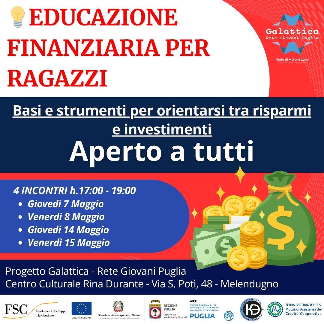 Locandina evento "Educazione finanziaria per ragazzi"