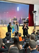 Gennaro Spinelli (UCRI) durante l'incontro organizzato con le scuole di Ruffano gli organizzatori salutano i presenti all'incontr