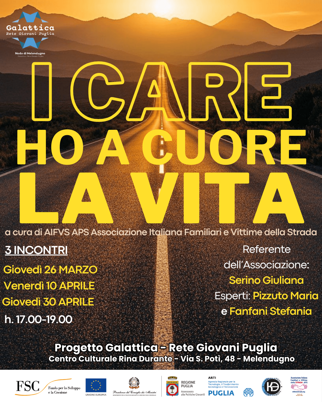 Locandina evento "I CARE HO A CUORE LA VITA"