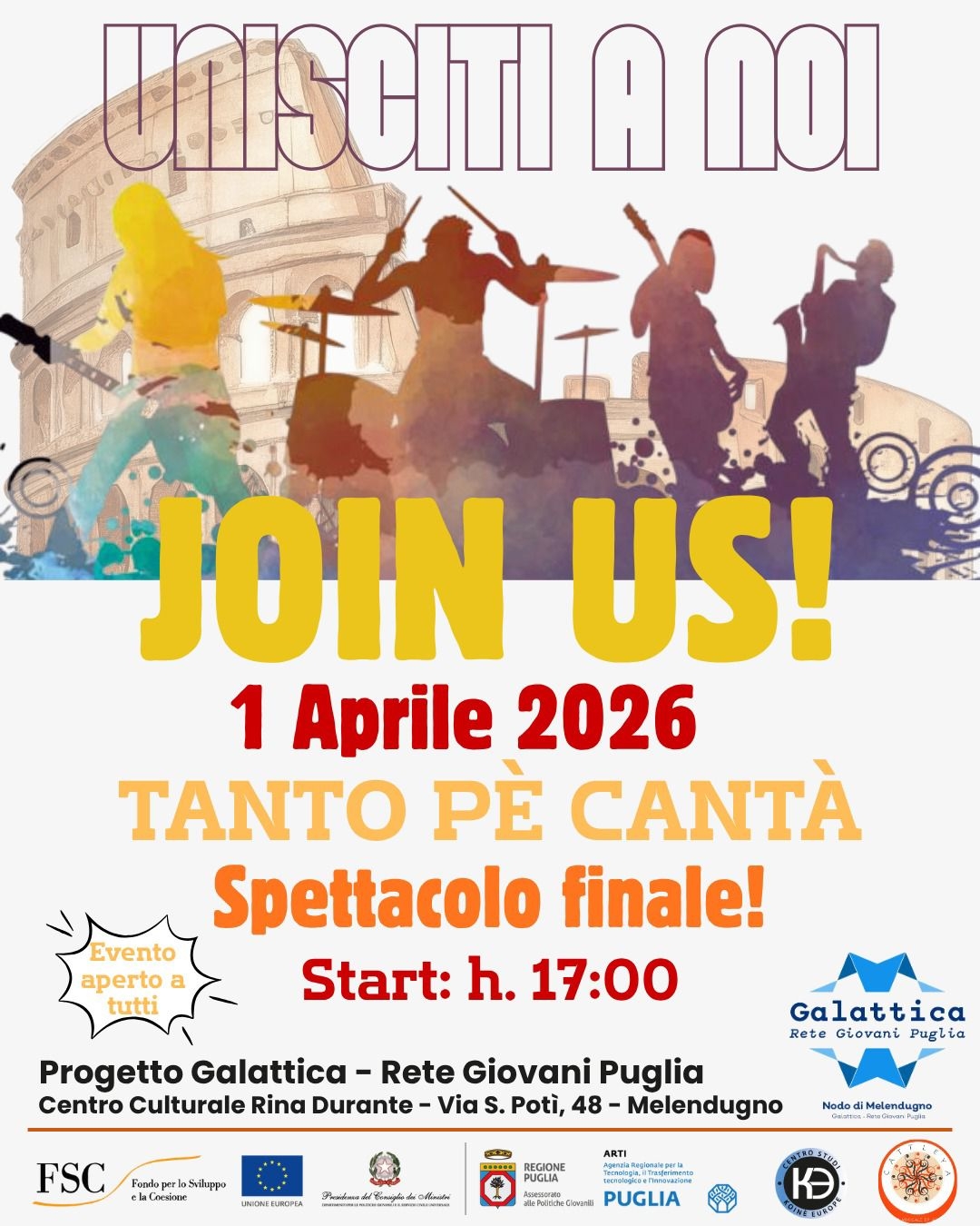 Locandina evento finale - Unisciti a noi, Join Us!