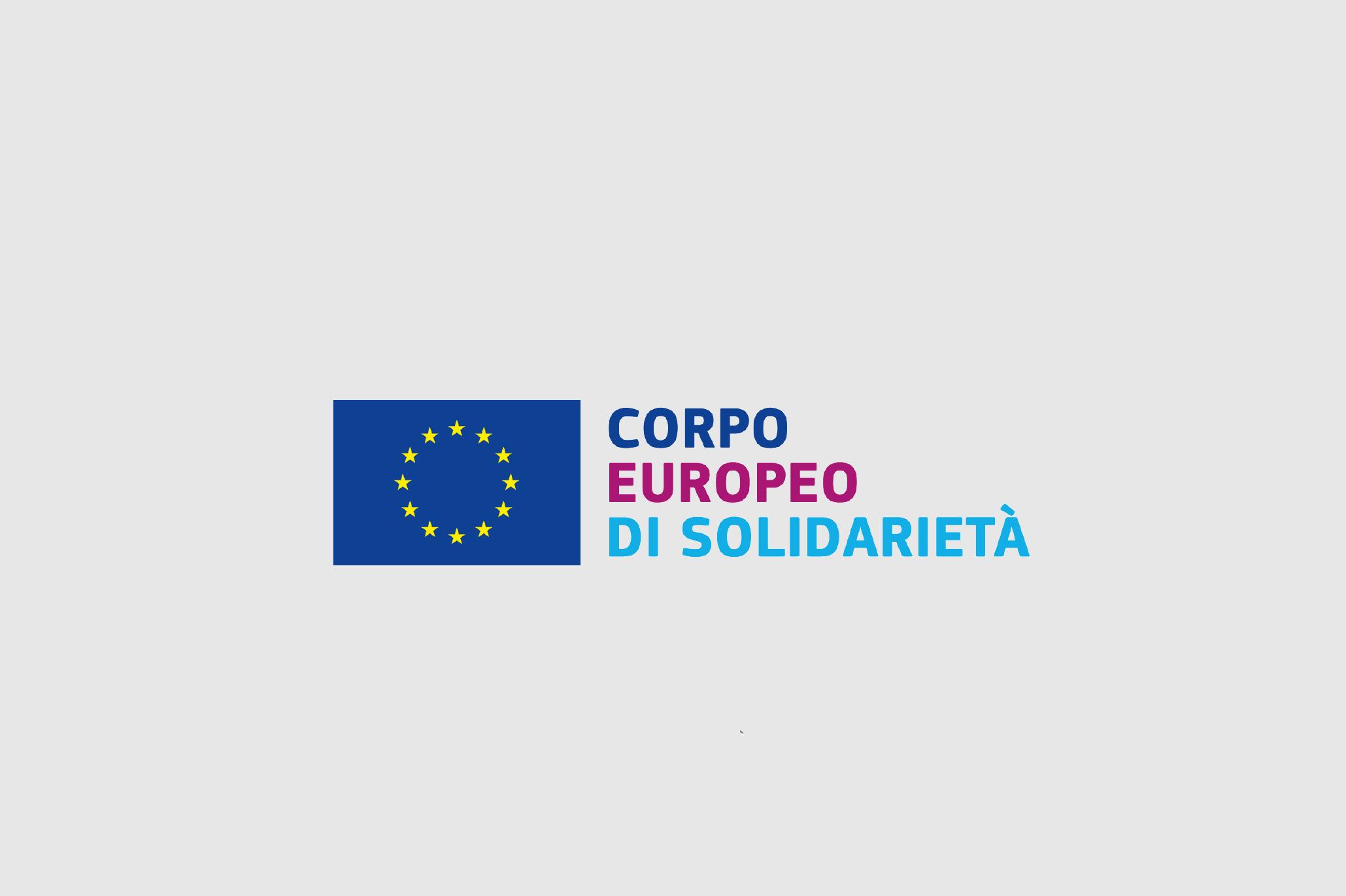 Logo del Corpo Europeo di Solidarietà e Unione Europea Logo del Corpo Europeo di Solidarietà con bandiera dell'Unione Europea