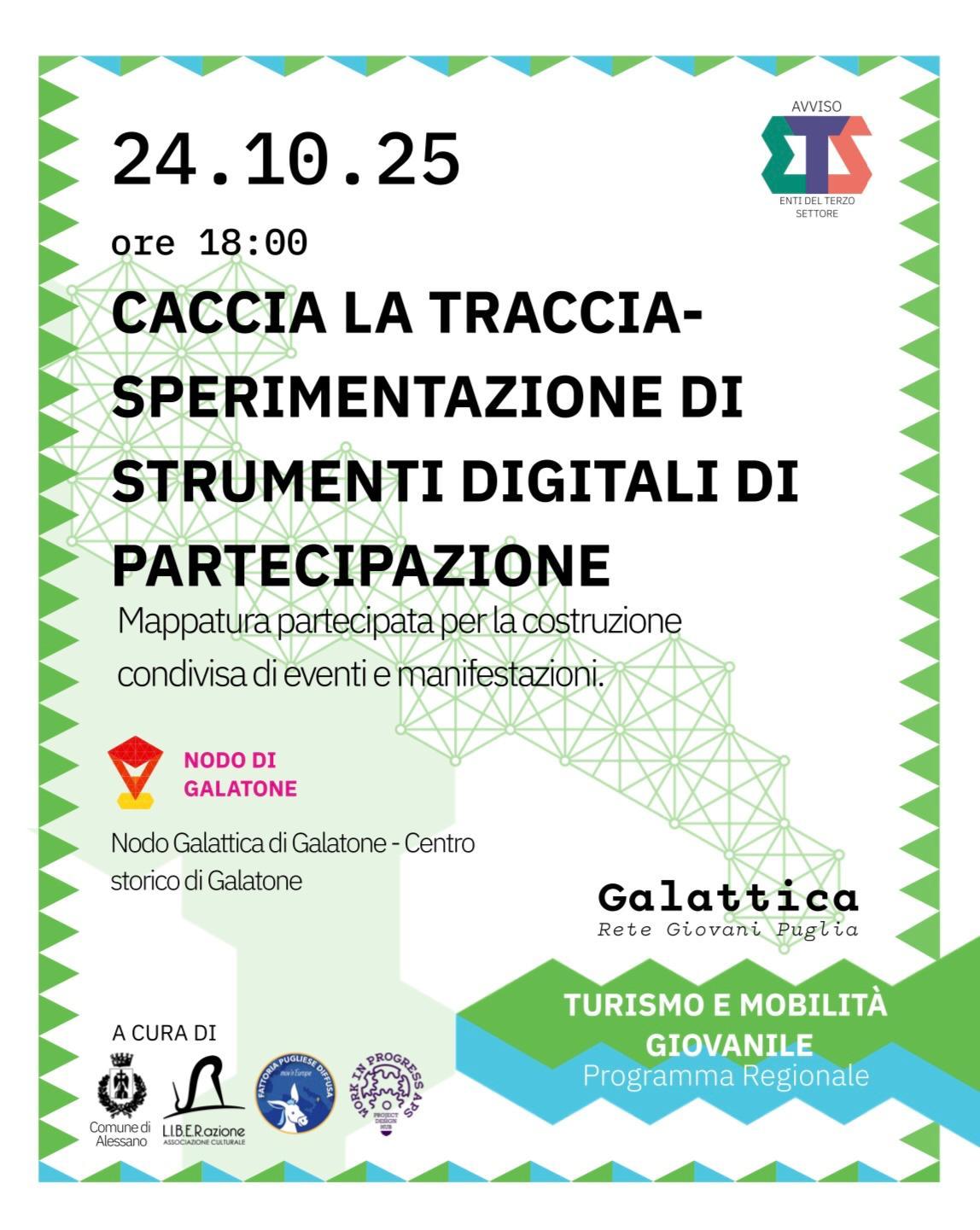 Nodo Galattica Galatone ospita "Caccia la traccia", mappatura partecipata a Galatone Caccia la traccia, mappatura partecipata a Galatone
