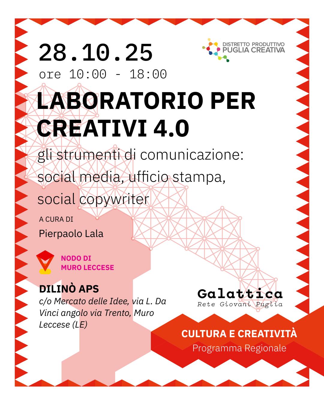 laboratiorio per creativi 4.0 del 28 ottobre 2025 nel nodo di muro leccese mercato delle idee laboratiorio per creativi 4.0 del 28 ottobre 2025 nel nodo di muro leccese mercato delle idee