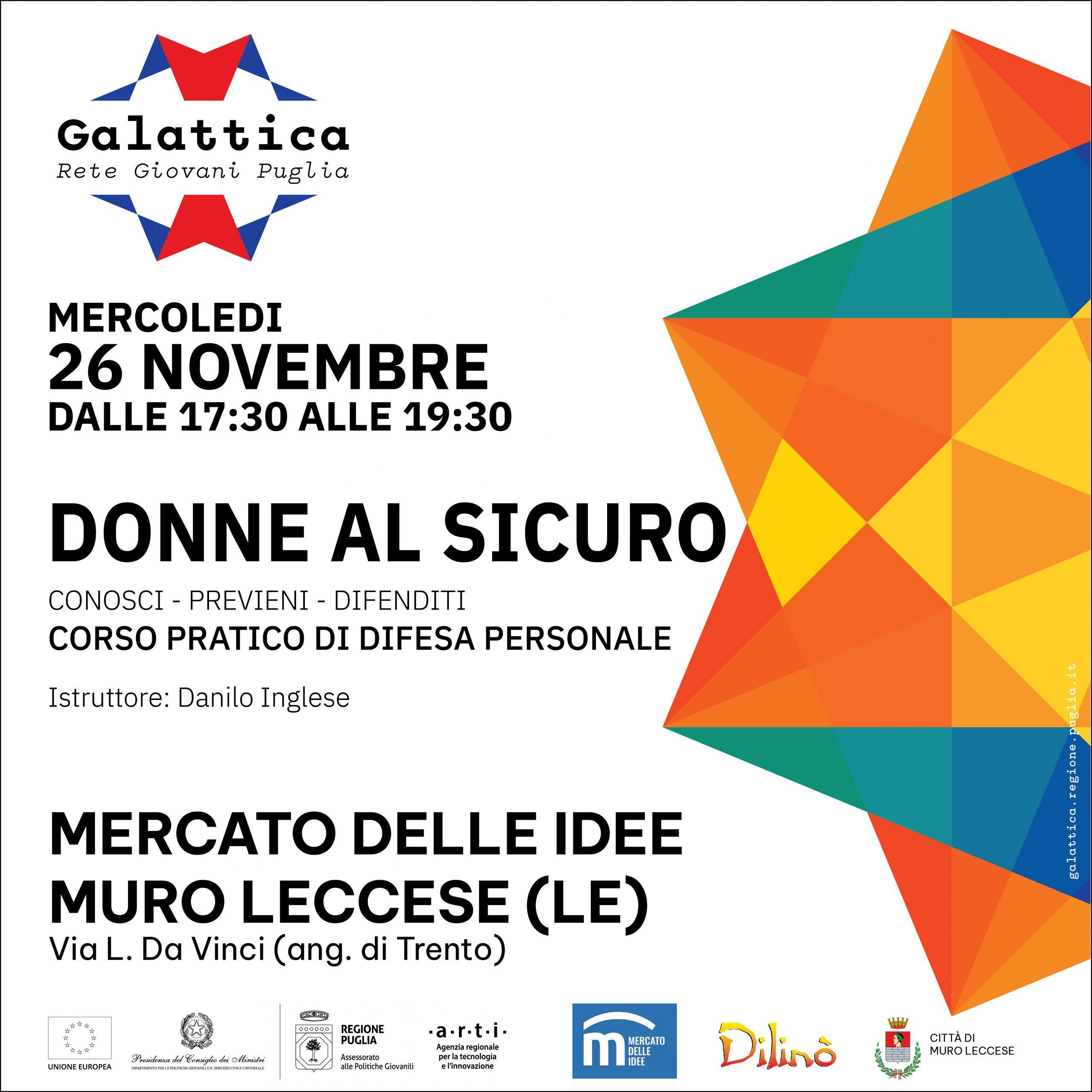 Donne al sicuro. corso pratico di difesa personale al mercato delle idee, nodo galattica di muro leccese Donne al sicuro. corso pratico di difesa personale al mercato delle idee, nodo galattica di muro leccese