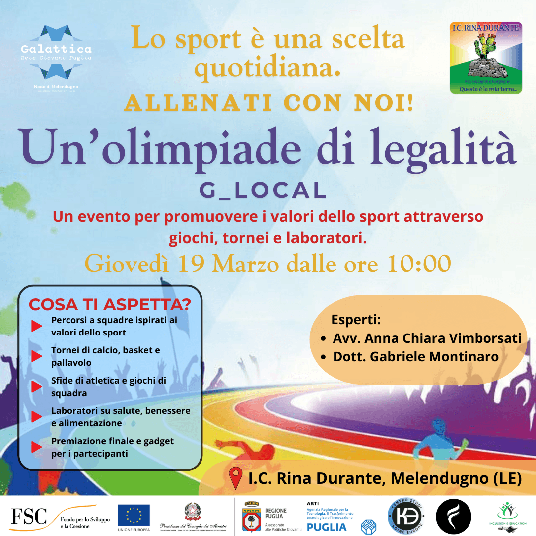 Locandina evento - Un'olimpiade di legalità Locandina evento - Un'olimpiade di legalità